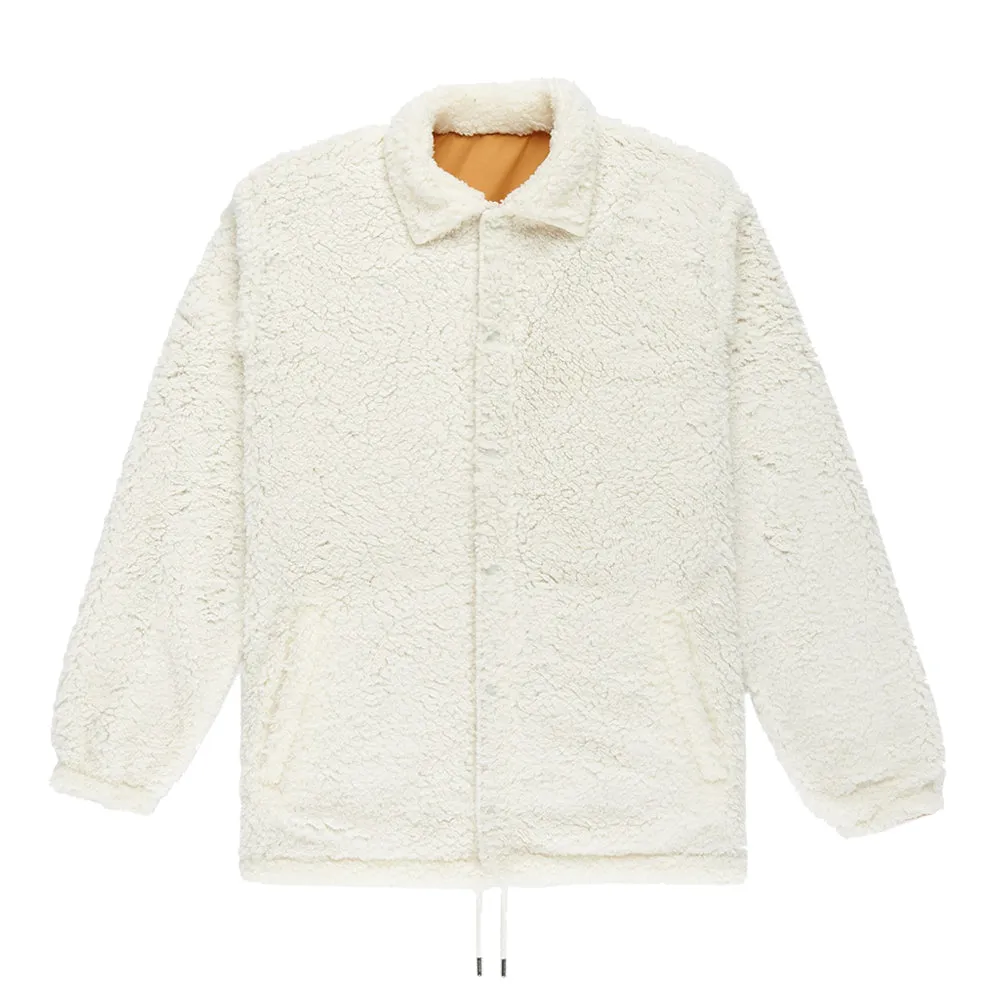 10.DEEP REVERSIBLE POODLE FLEECE COACH'S JACKET // WHITE/BROWN