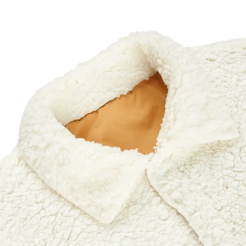 10.DEEP REVERSIBLE POODLE FLEECE COACH'S JACKET // WHITE/BROWN