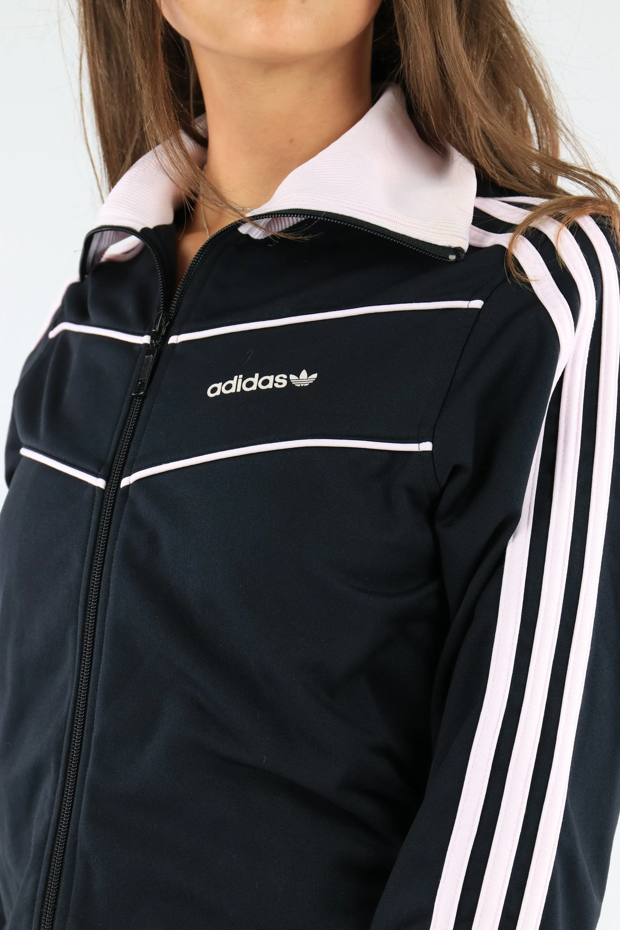 Adidas Track Jacket Black/Pink Medium