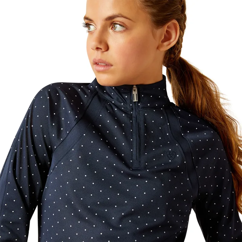 Ariat Sunstopper 3.0 Junior Girls Base Layer Top - Navy Dot