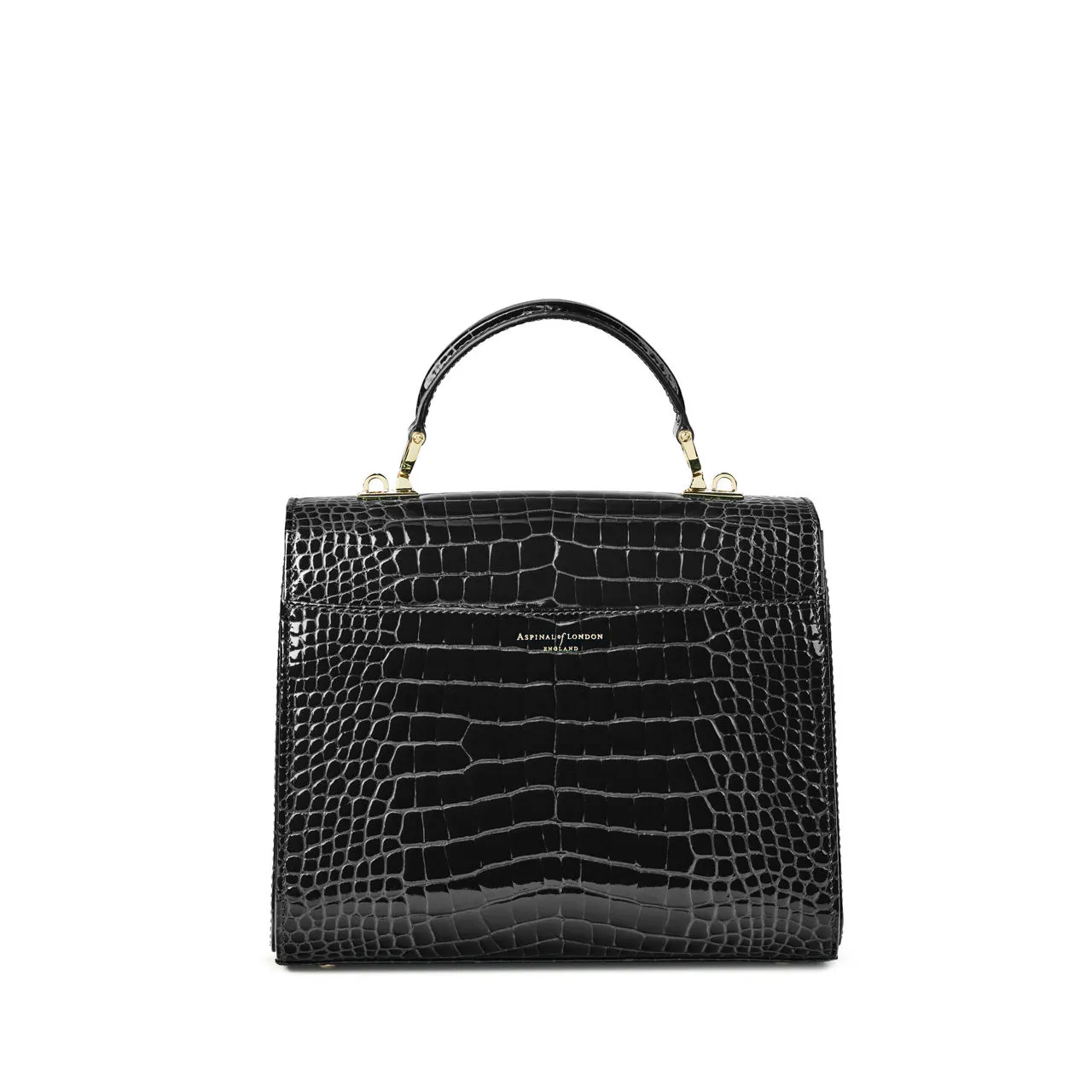 ASPINAL OF LONDON ONLINE EXCLUSIVE Mayfair® Patent-Croc Crossbody Bag - Black