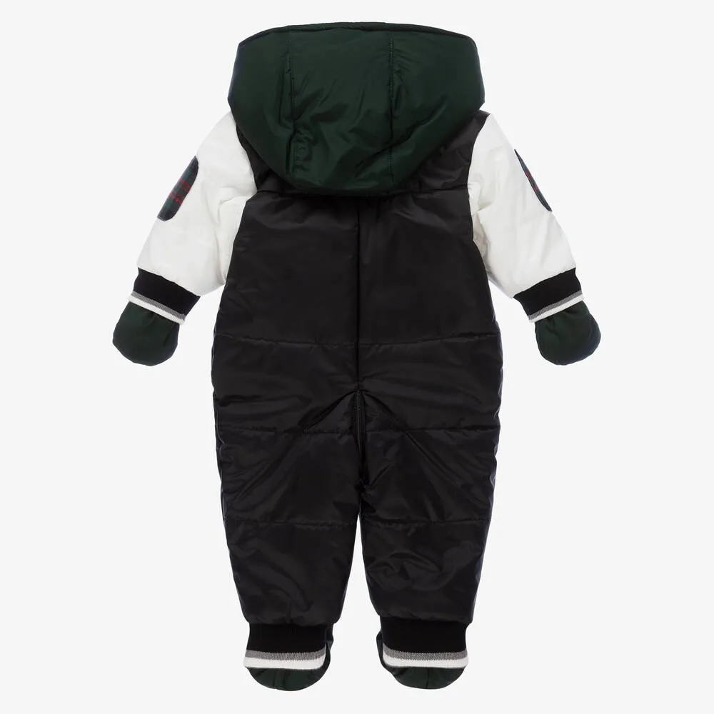 Baby Boys Black Hooded Snowsuit