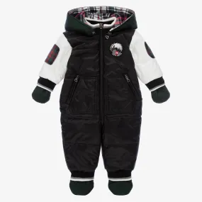 Baby Boys Black Hooded Snowsuit