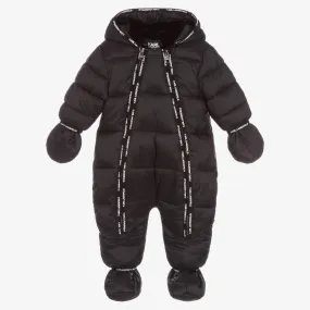 Baby Boys Black Logo Snowsuit