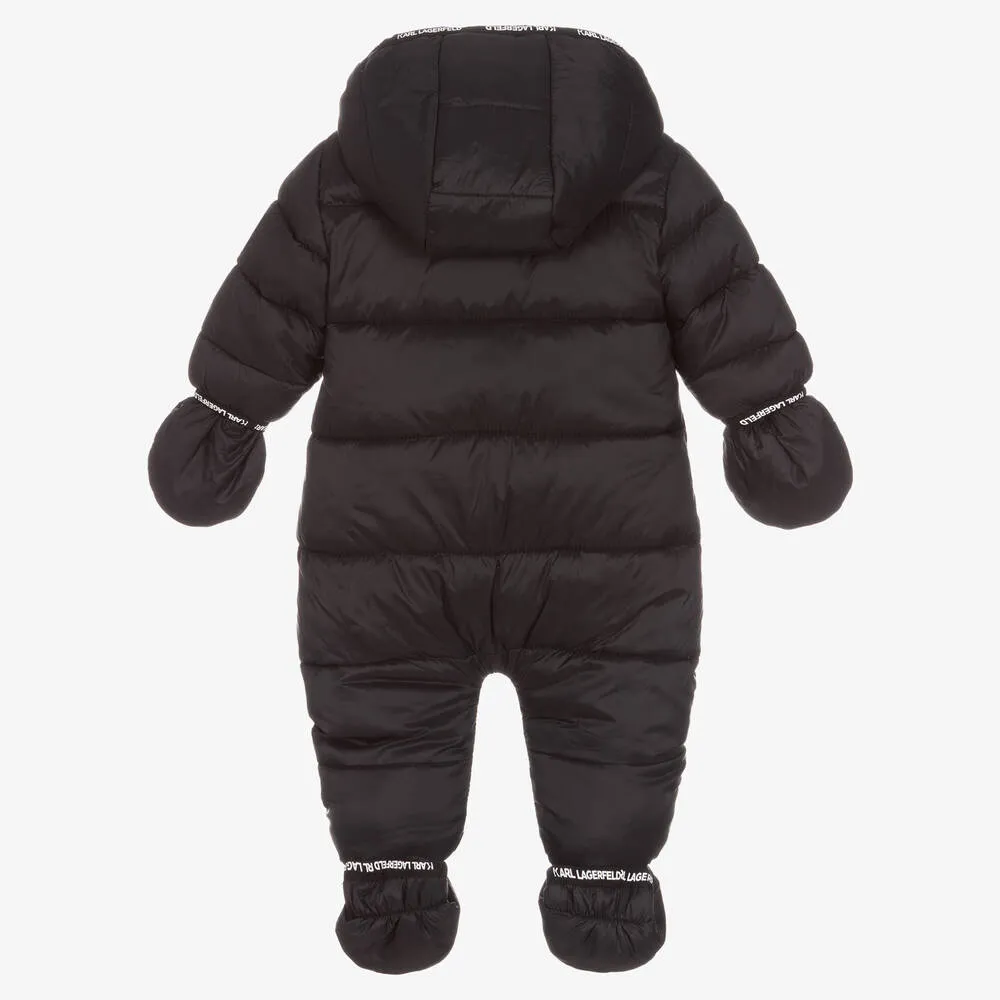 Baby Boys Black Logo Snowsuit