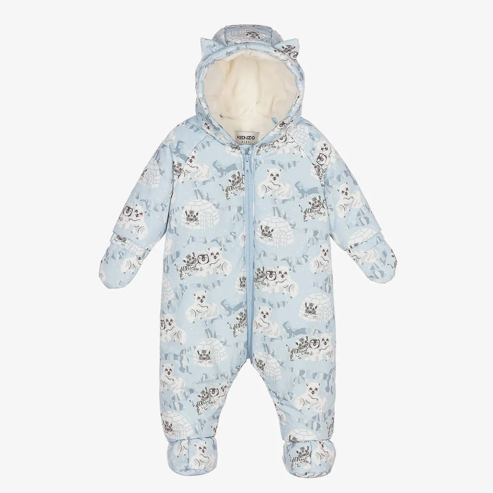 Baby Boys Blue Logo Snowsuit