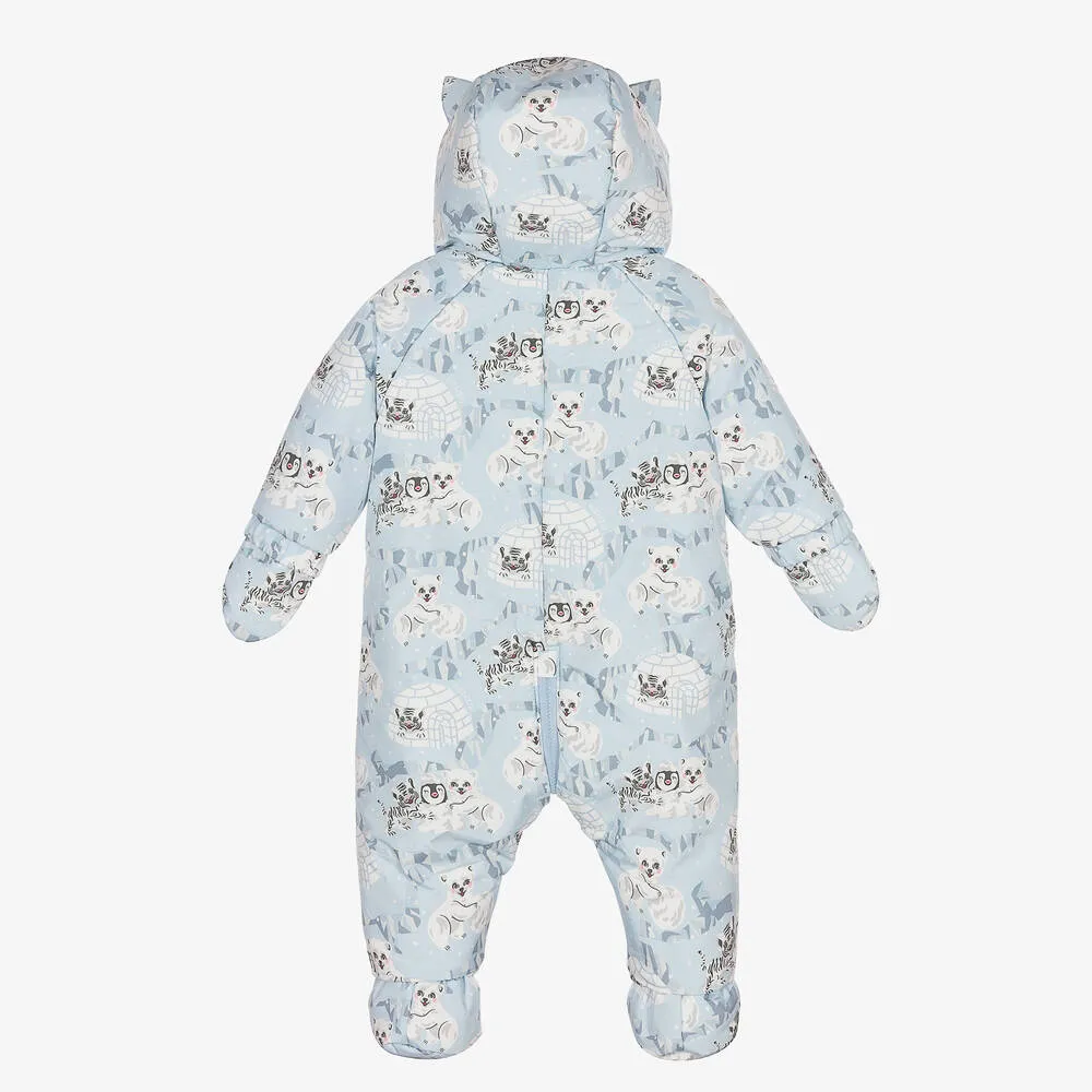 Baby Boys Blue Logo Snowsuit