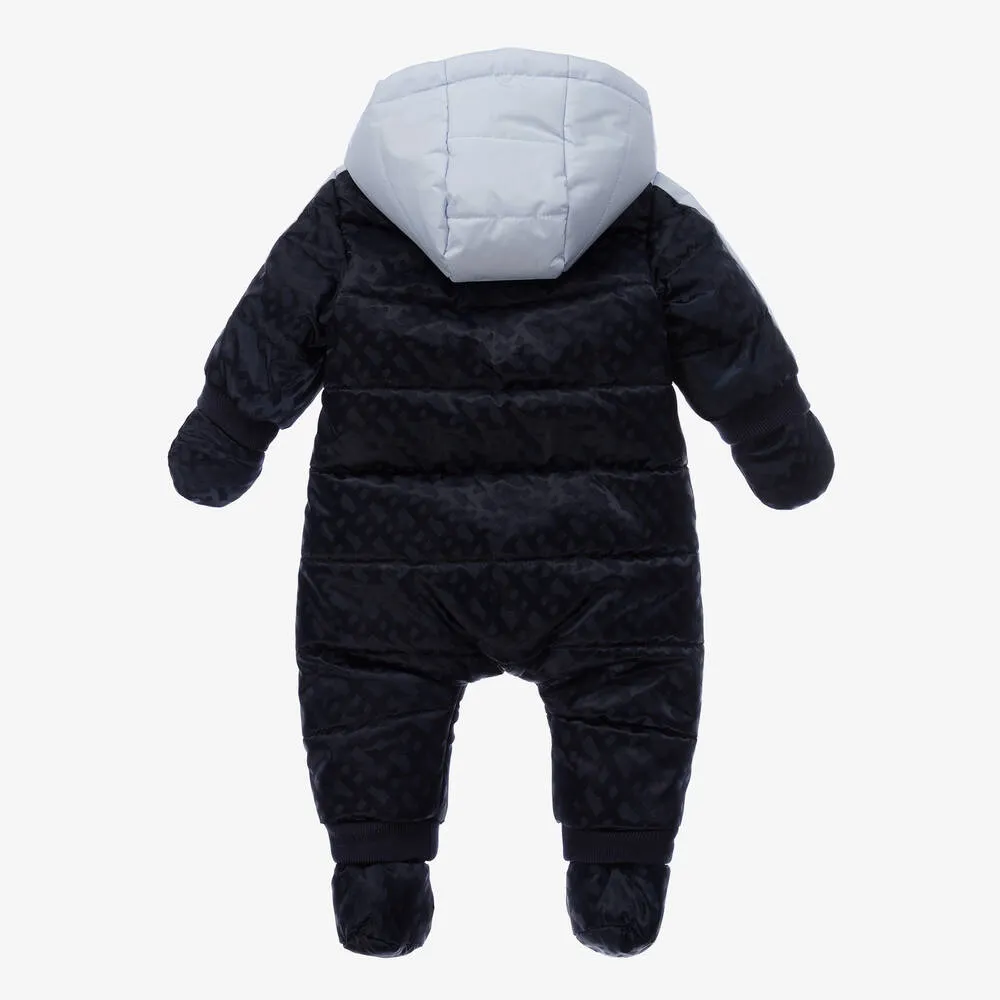 Baby Boys Dark Blue Monogram Snowsuit