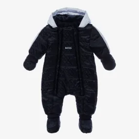 Baby Boys Dark Blue Monogram Snowsuit