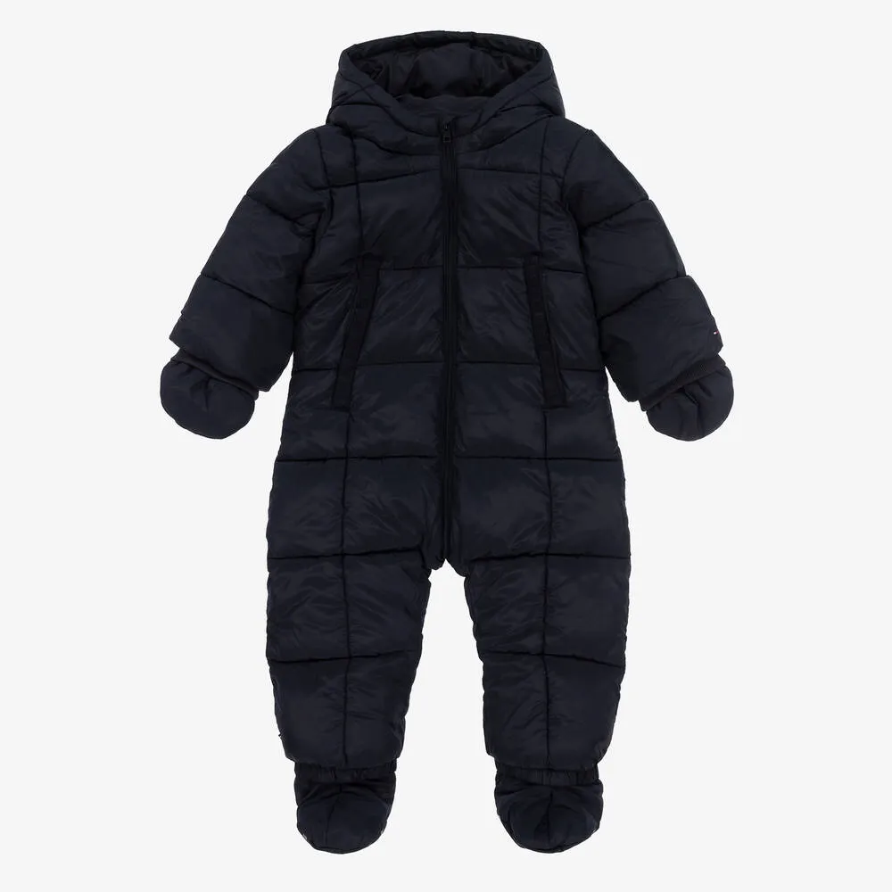 Baby Boys Navy Blue Hooded Snowsuit