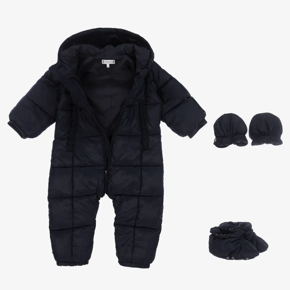 Baby Boys Navy Blue Hooded Snowsuit