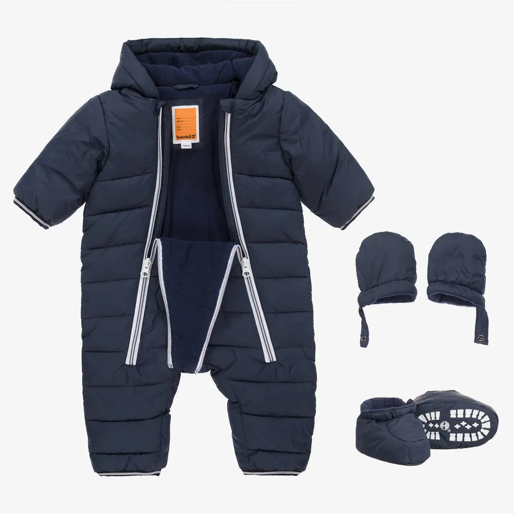 Baby Boys Navy Blue Padded Snowsuit