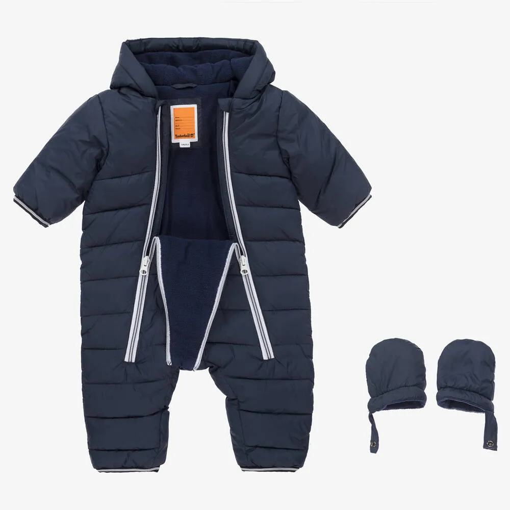 Baby Boys Navy Blue Padded Snowsuit