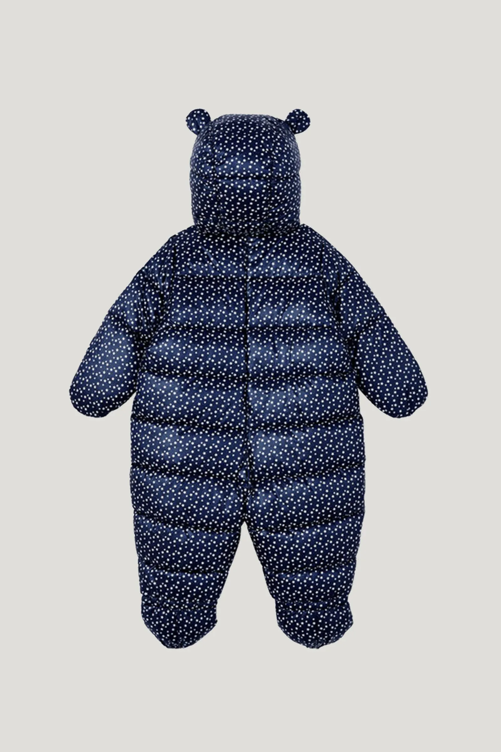 Baby Boy's Navy With Little Star Printed Hooded Snowuit