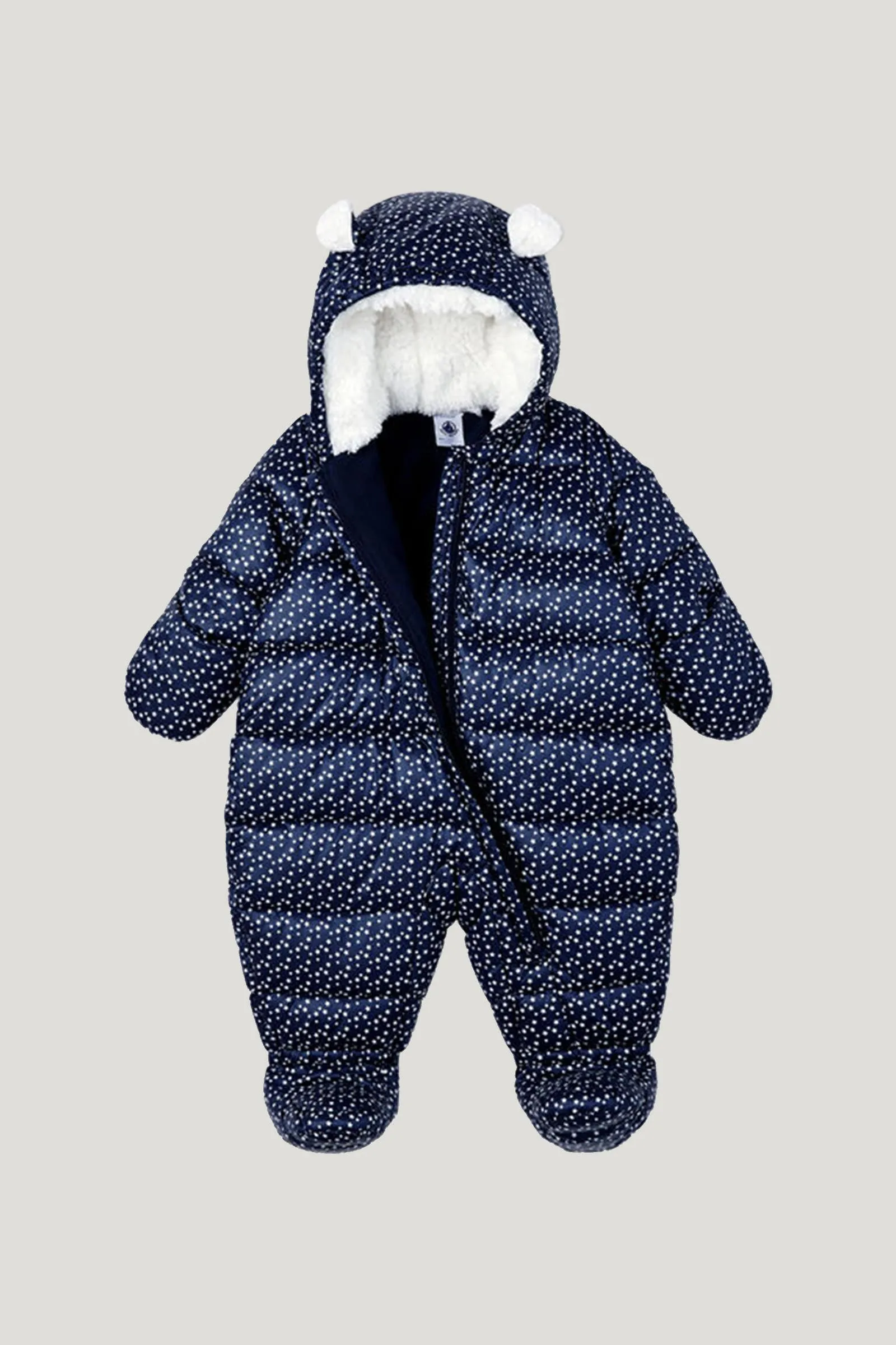 Baby Boy's Navy With Little Star Printed Hooded Snowuit