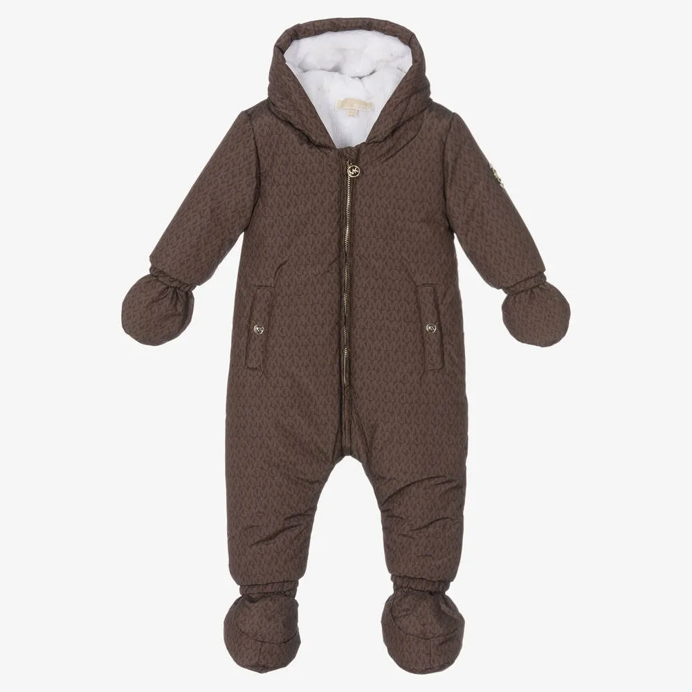 Baby Girls Brown MK Logo Snowsuit