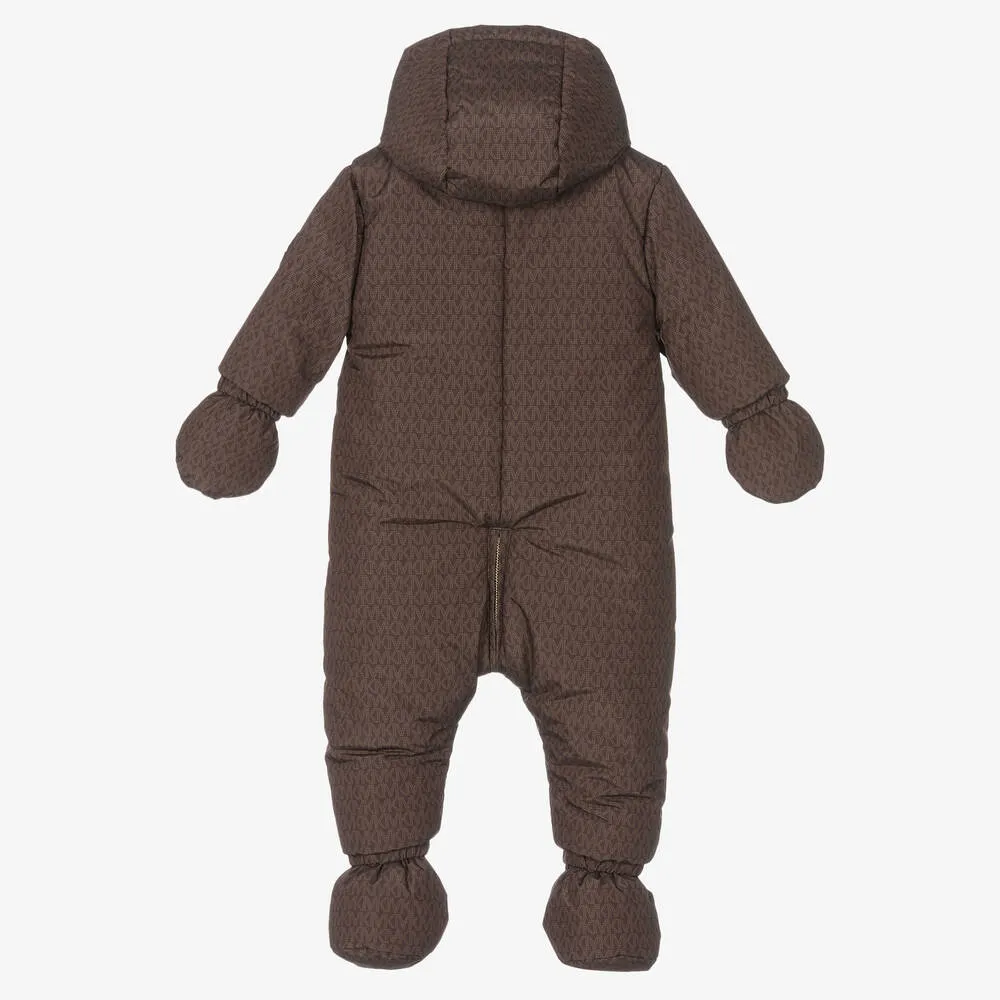 Baby Girls Brown MK Logo Snowsuit