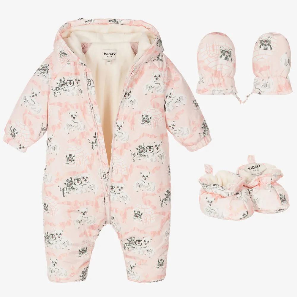 Baby Girls Pink Logo Snowsuit