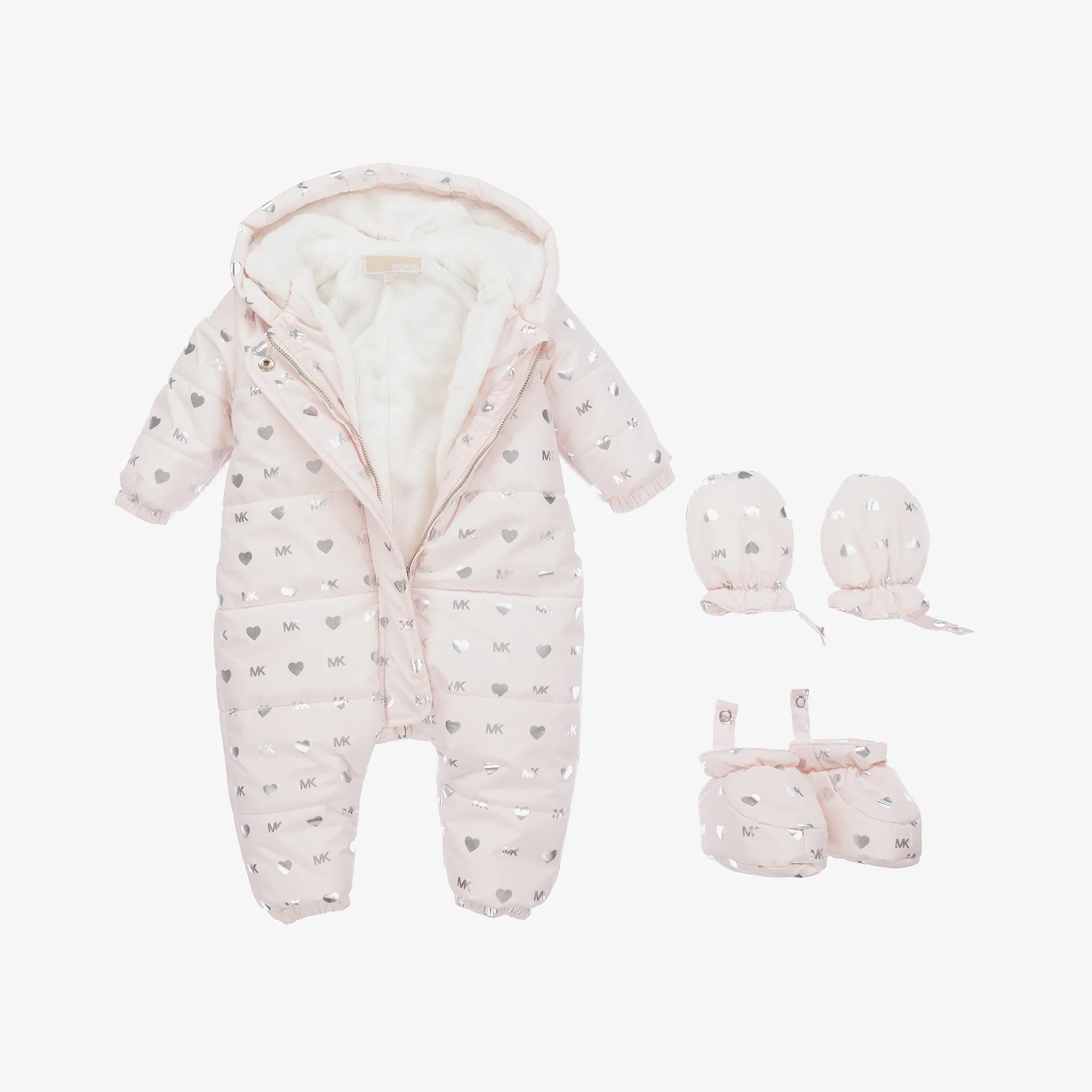 Baby Girls Pink Monogram Snowsuit