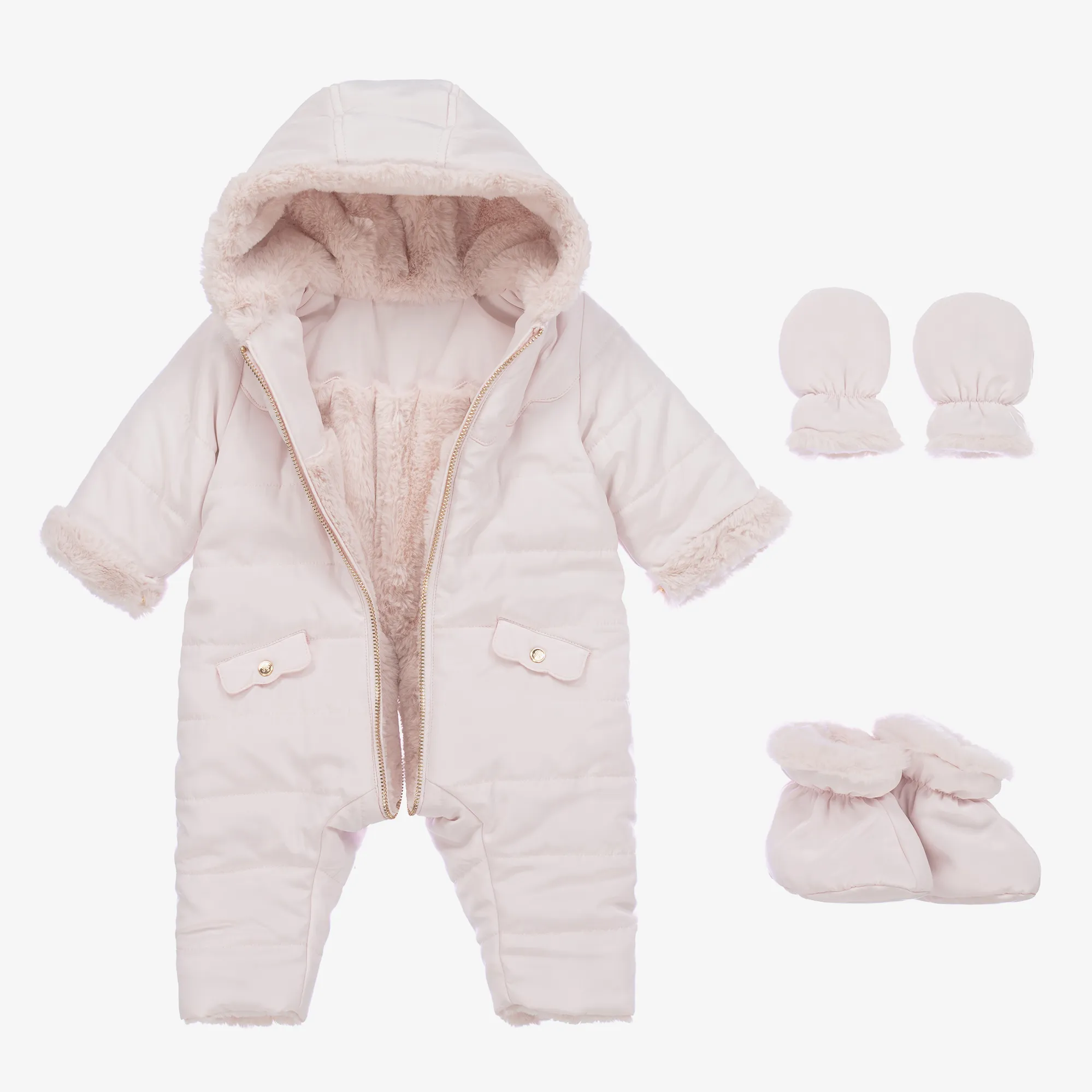 Baby Girls Pink Reversible Snowsuit