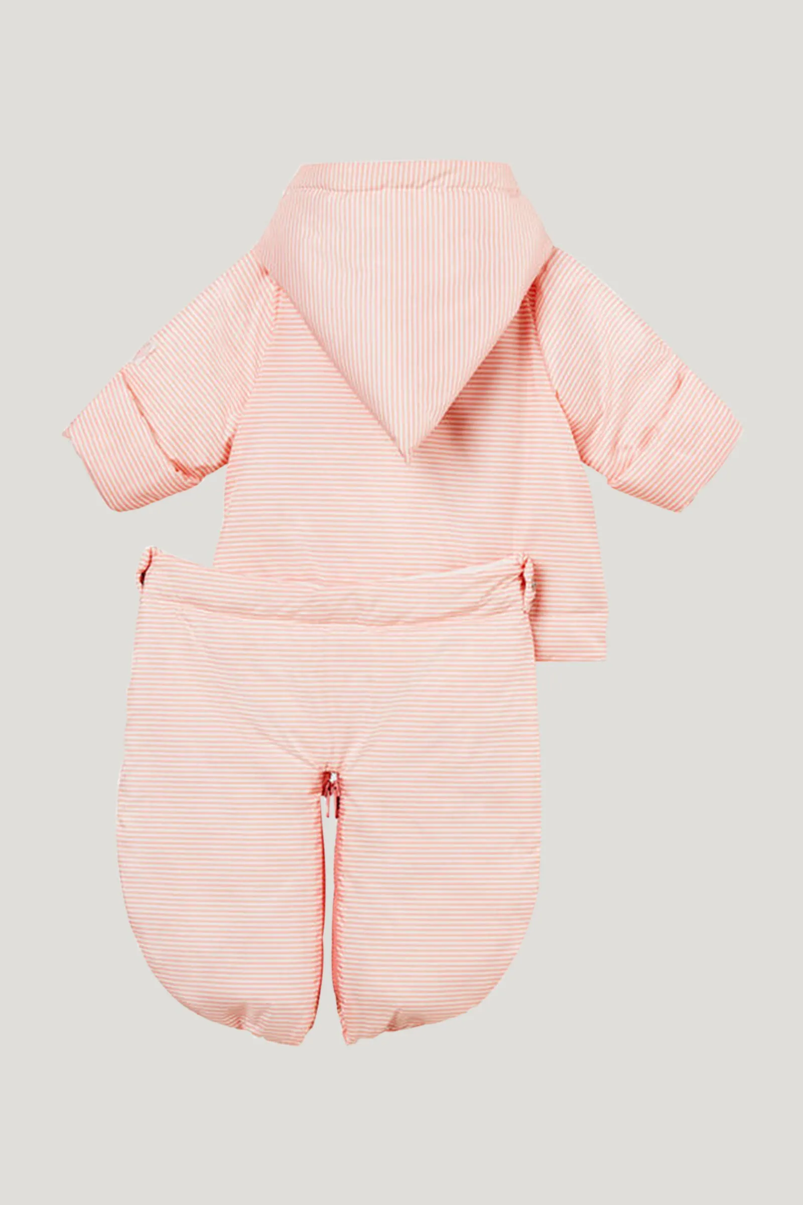 Baby Girl's White & Coral Stripes Snowsuit Set