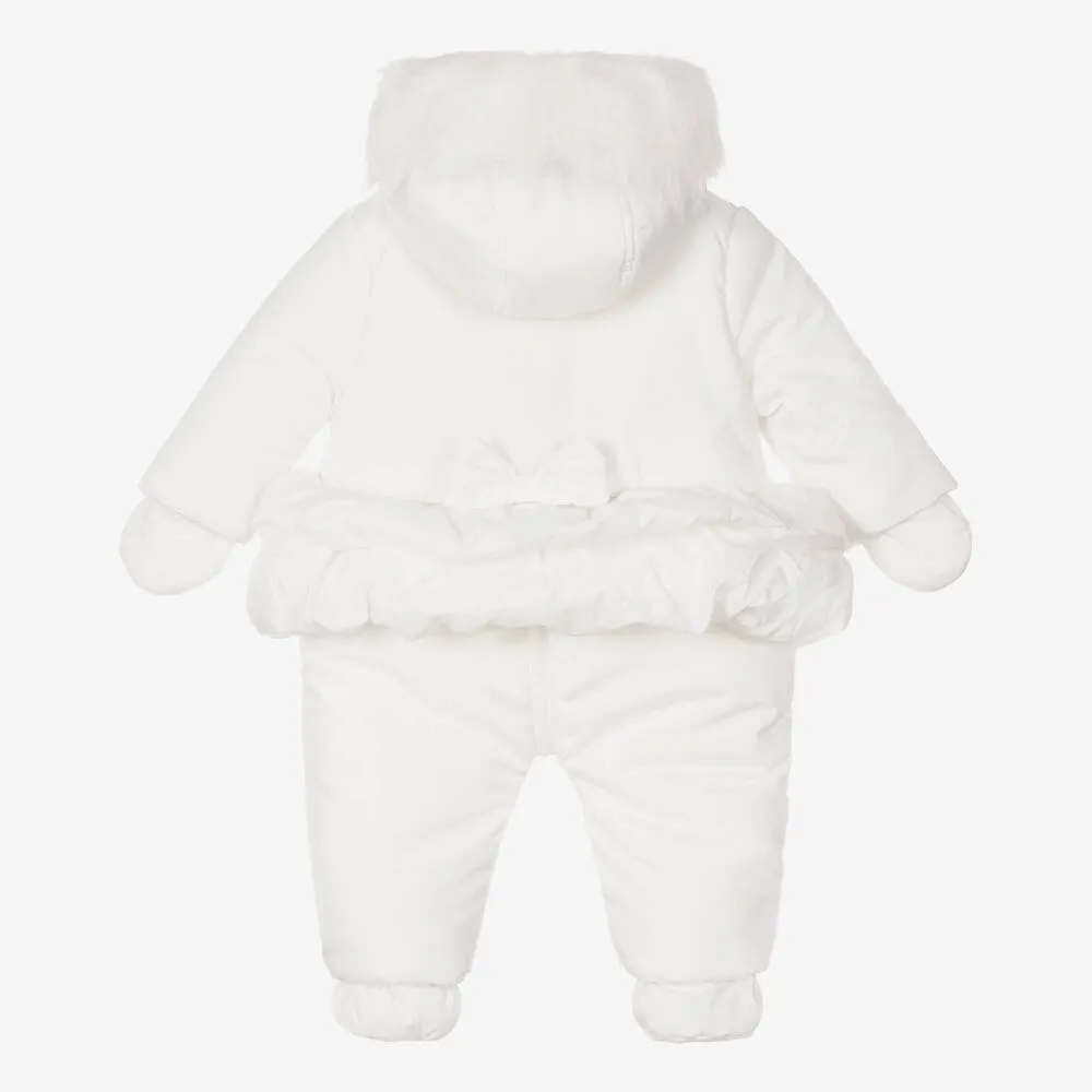 Baby Girls White Snowsuit