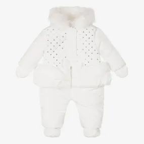 Baby Girls White Snowsuit