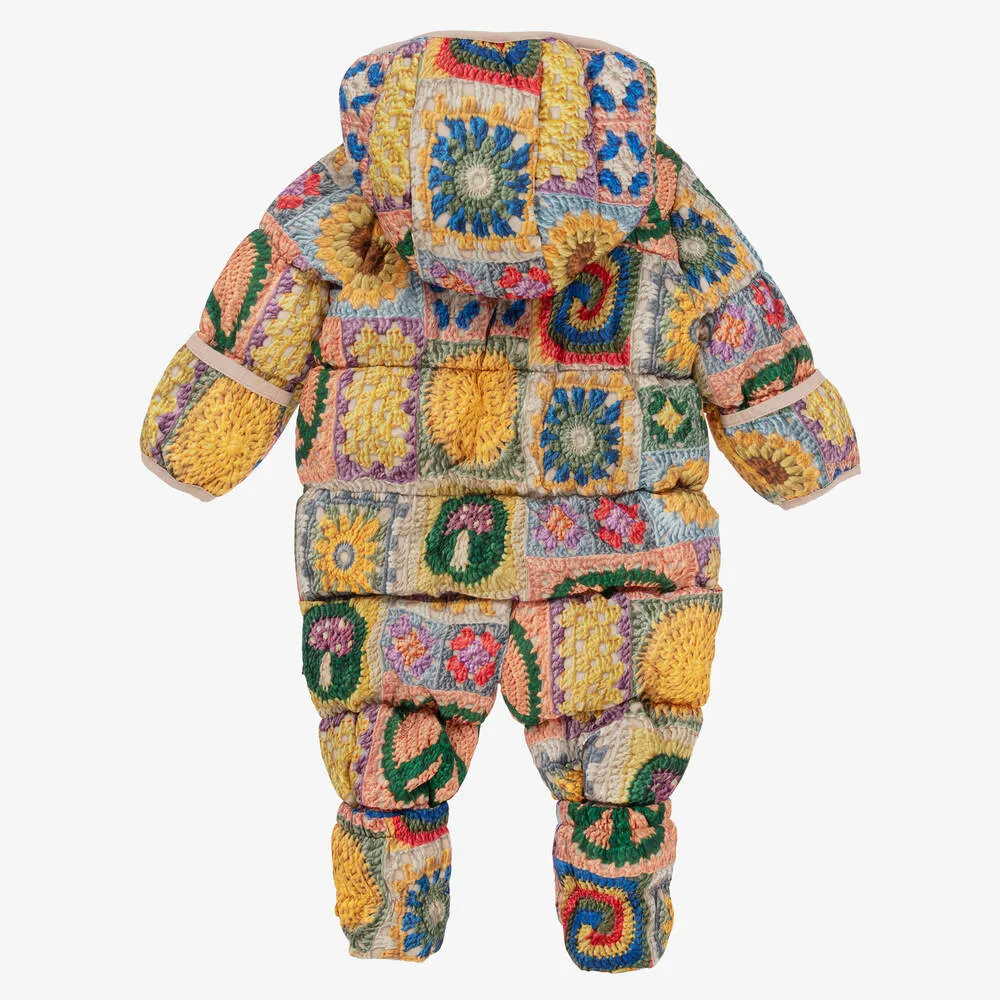 Baby Girls Yellow Crochet Print Snowsuit