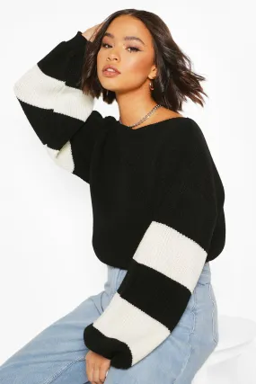 Balloon Sleeve Striped Sweater