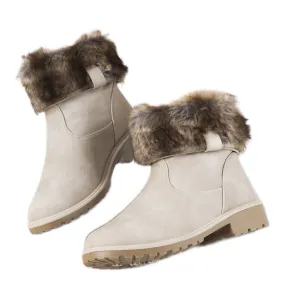 Beige insulated boots with fur A6305