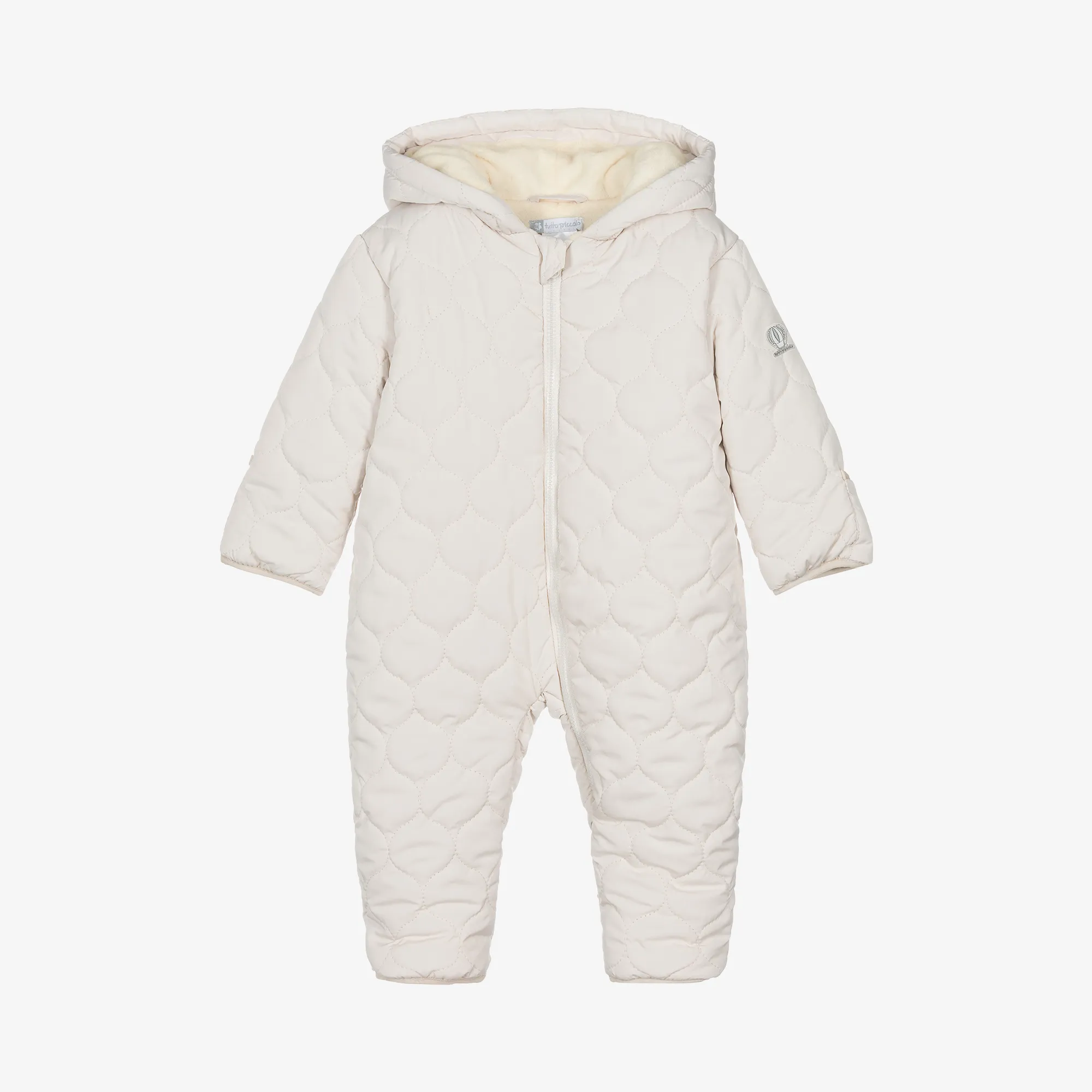 Beige Quilted Baby Snowsuit