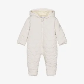 Beige Quilted Baby Snowsuit