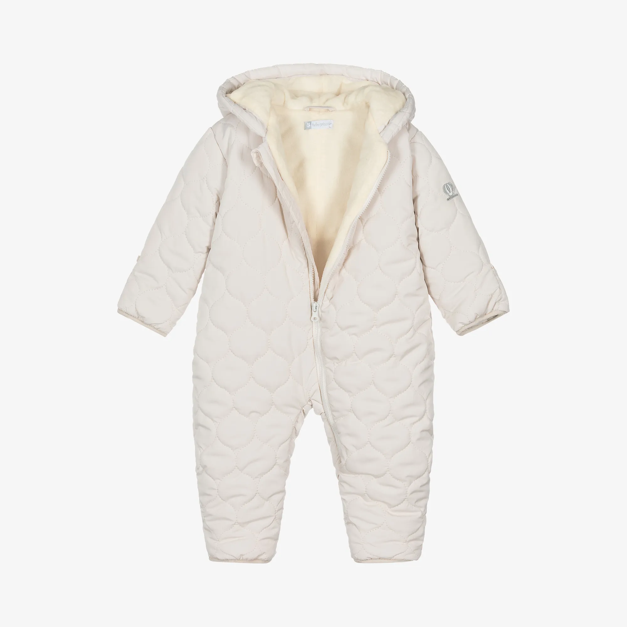 Beige Quilted Baby Snowsuit