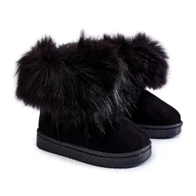 Black Ariana Children's Snow Boots With Fur