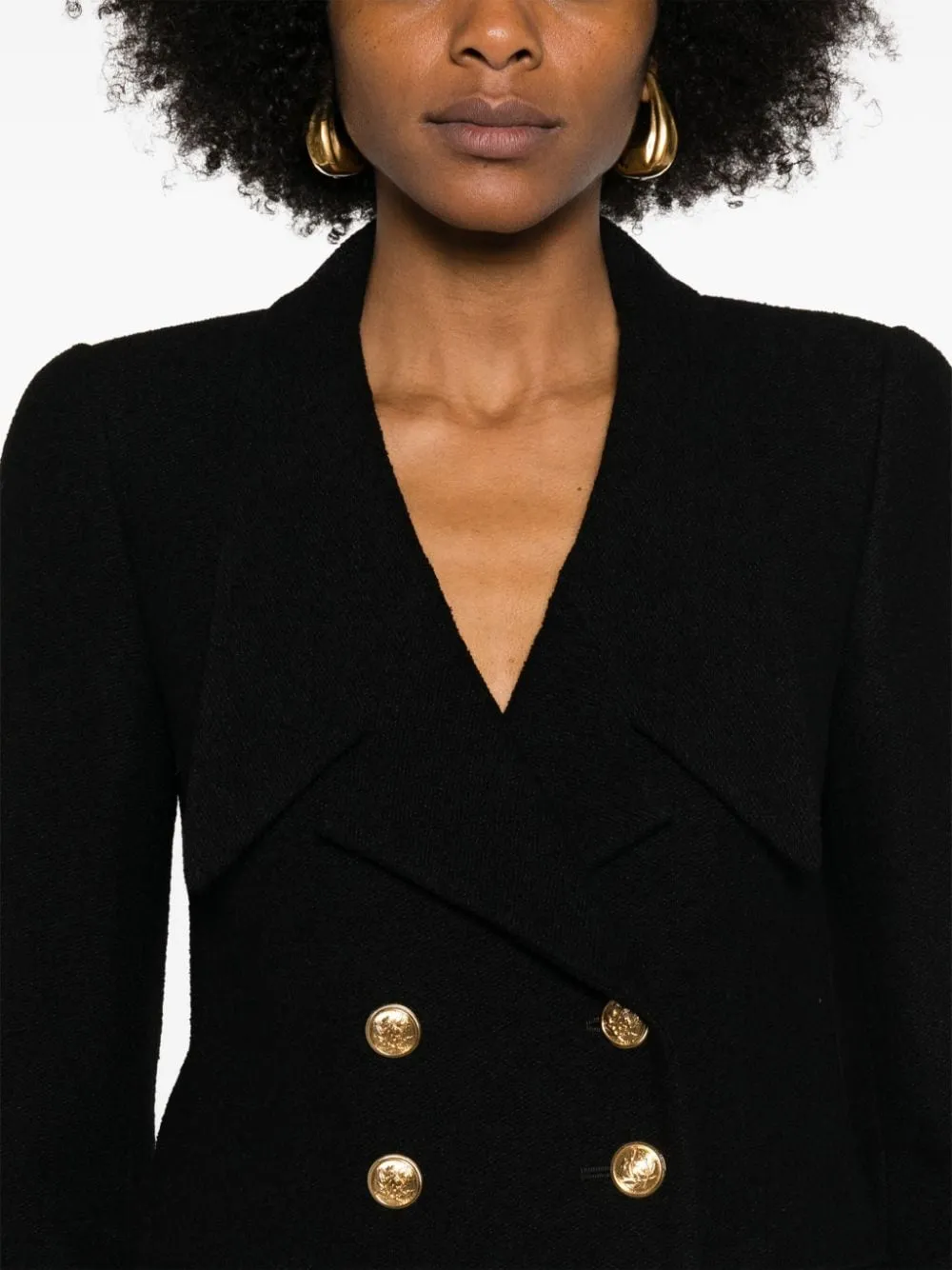 BLACK DOUBLE-BREASTED JACKET IN WOOL