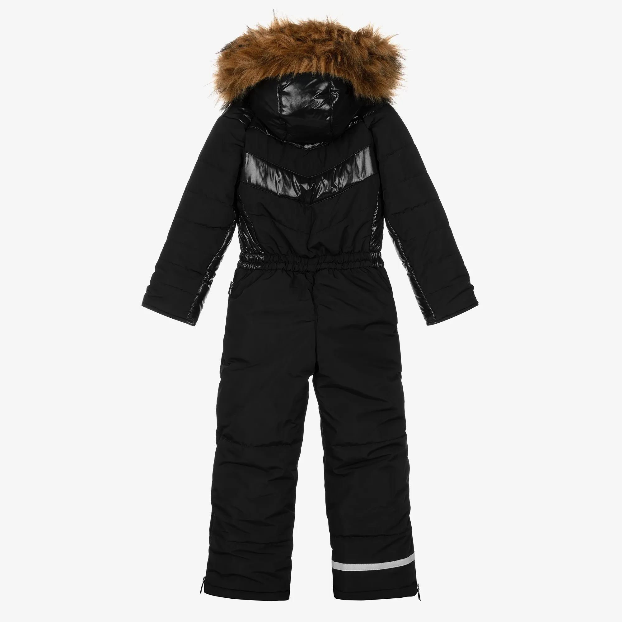 Black Padded Hooded Snowsuit 