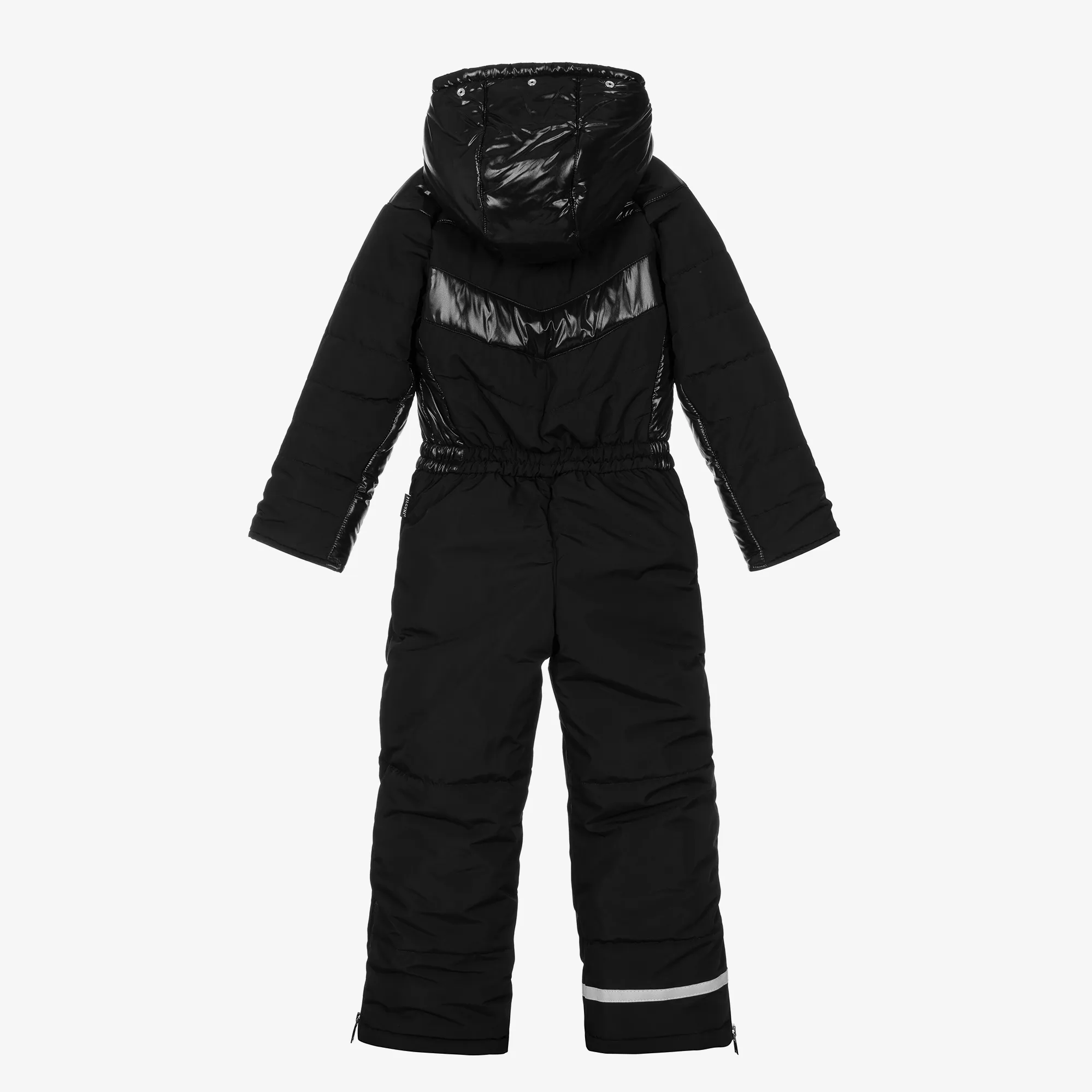 Black Padded Hooded Snowsuit 