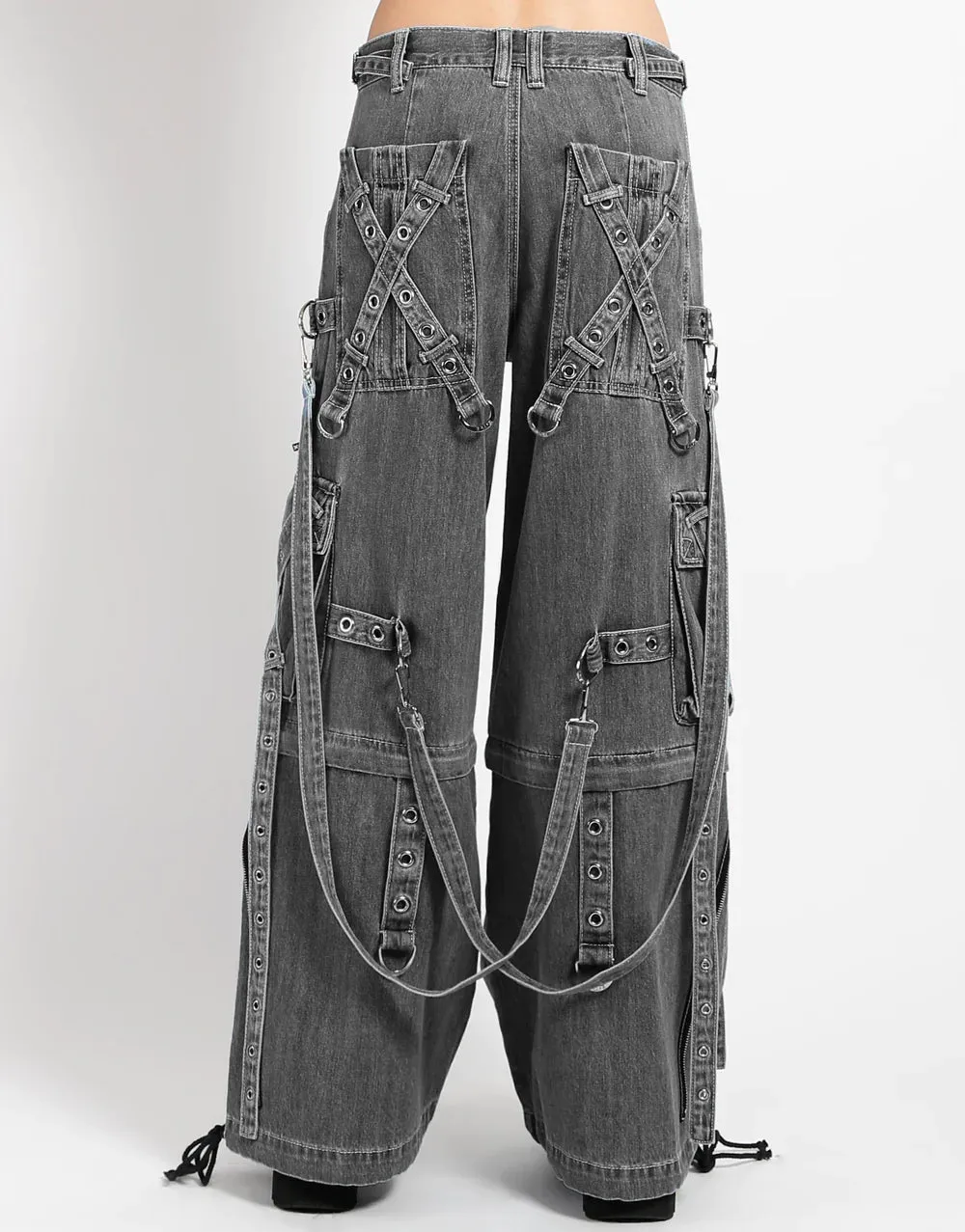 Black Wash Denim X-Strap Pant