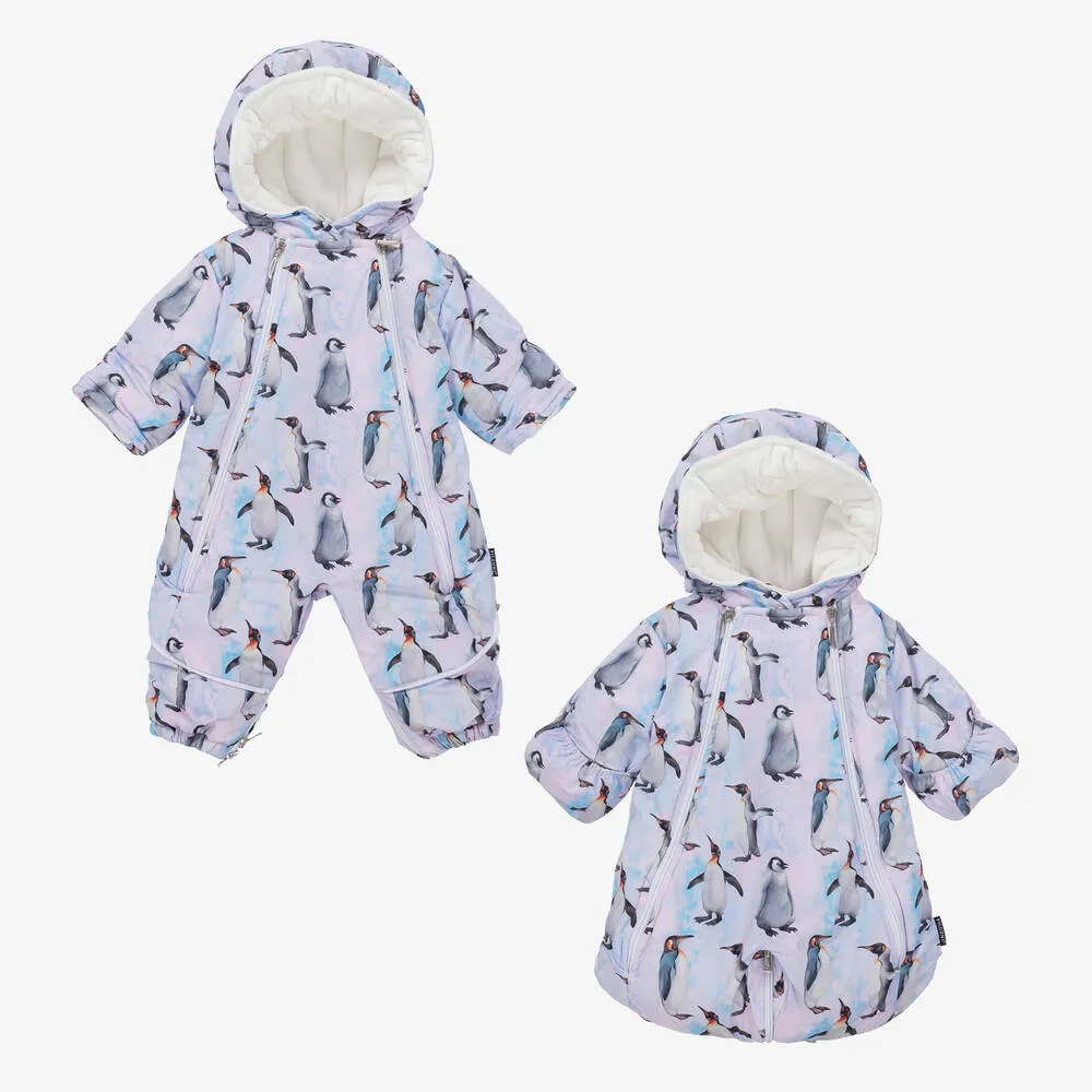 Blue & Pink Penguin Baby Snowsuit