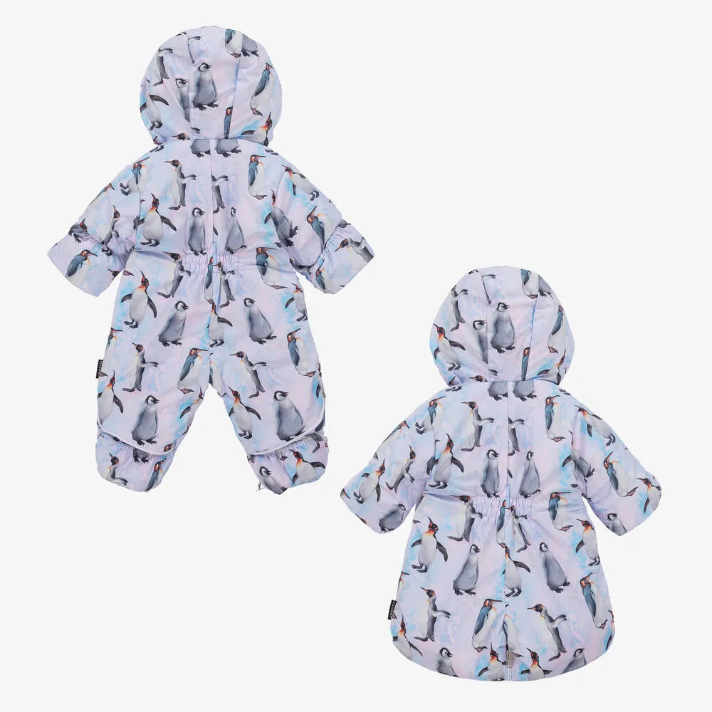 Blue & Pink Penguin Baby Snowsuit