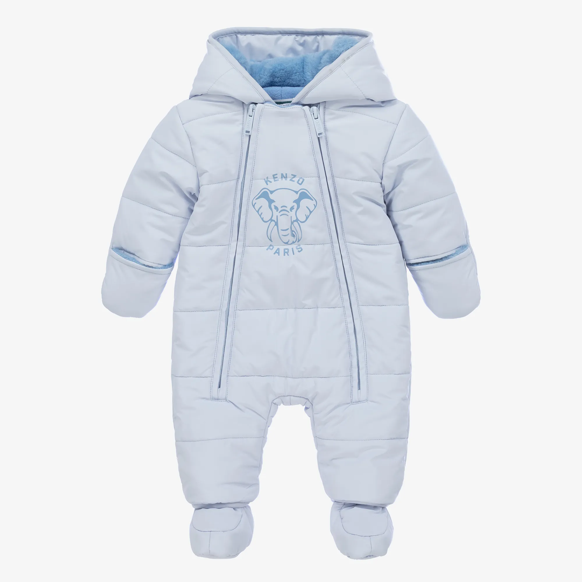 Blue Elephant Puffer Baby Snowsuit