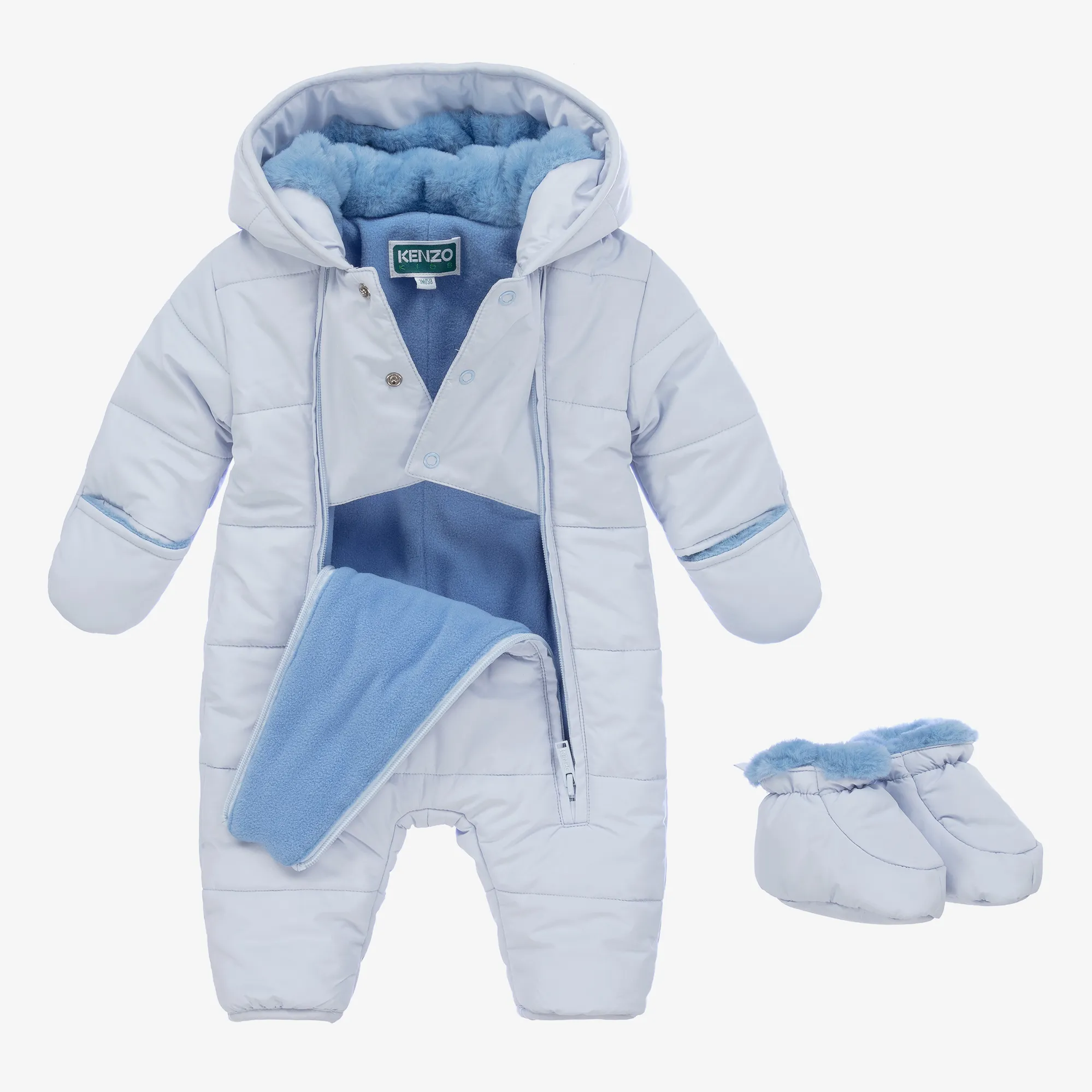 Blue Elephant Puffer Baby Snowsuit