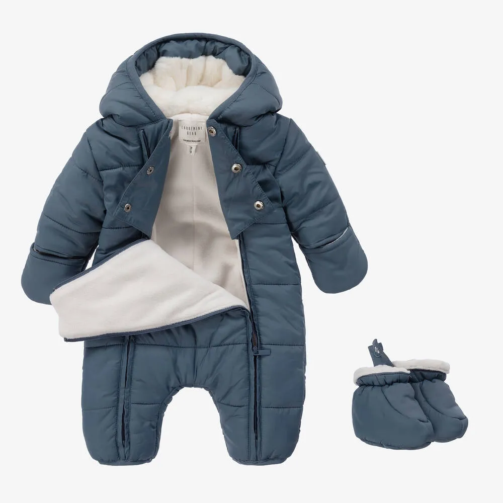 Blue Puffer Baby Snowsuit