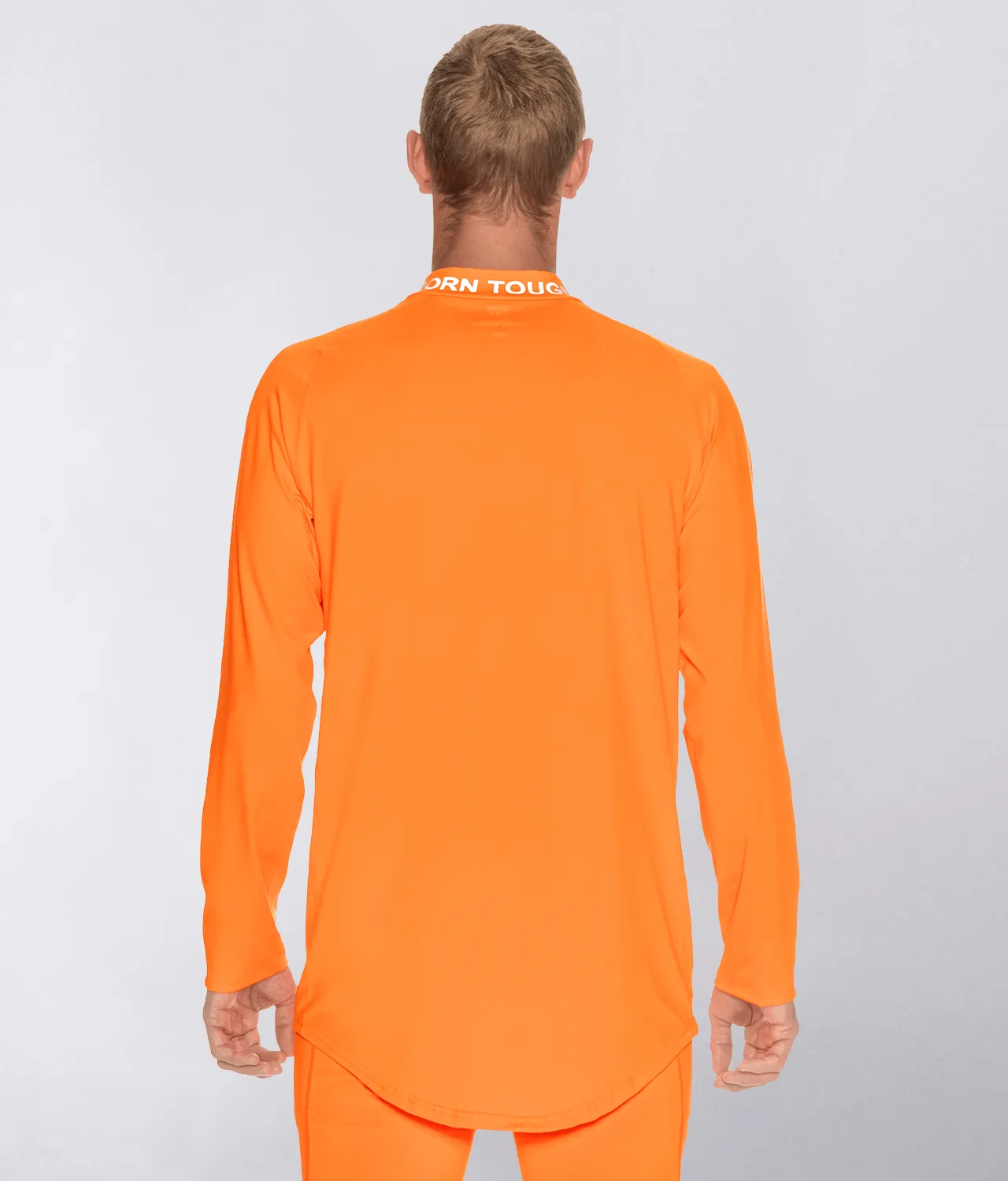 Born Tough Mock Neck Long Sleeve Base Layer Bodybuilding Shirt For Men Orange