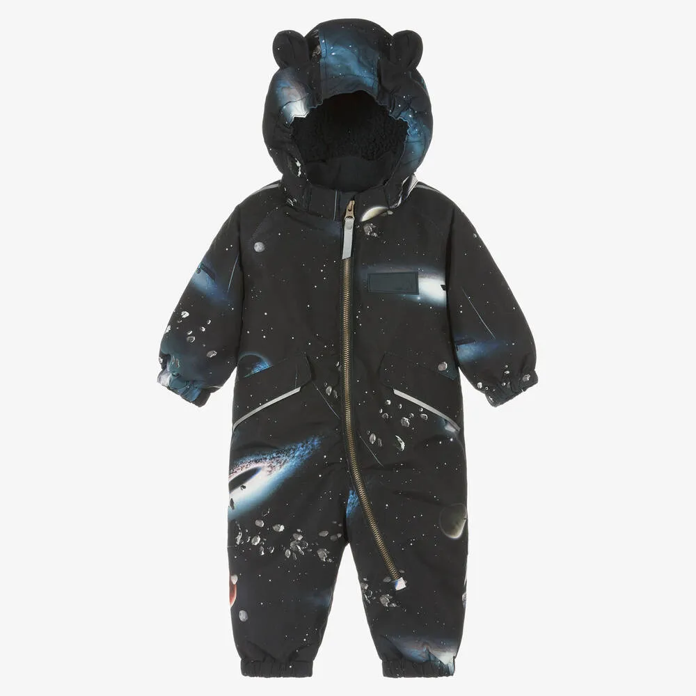 Boys Black Space Waterproof Snowsuit