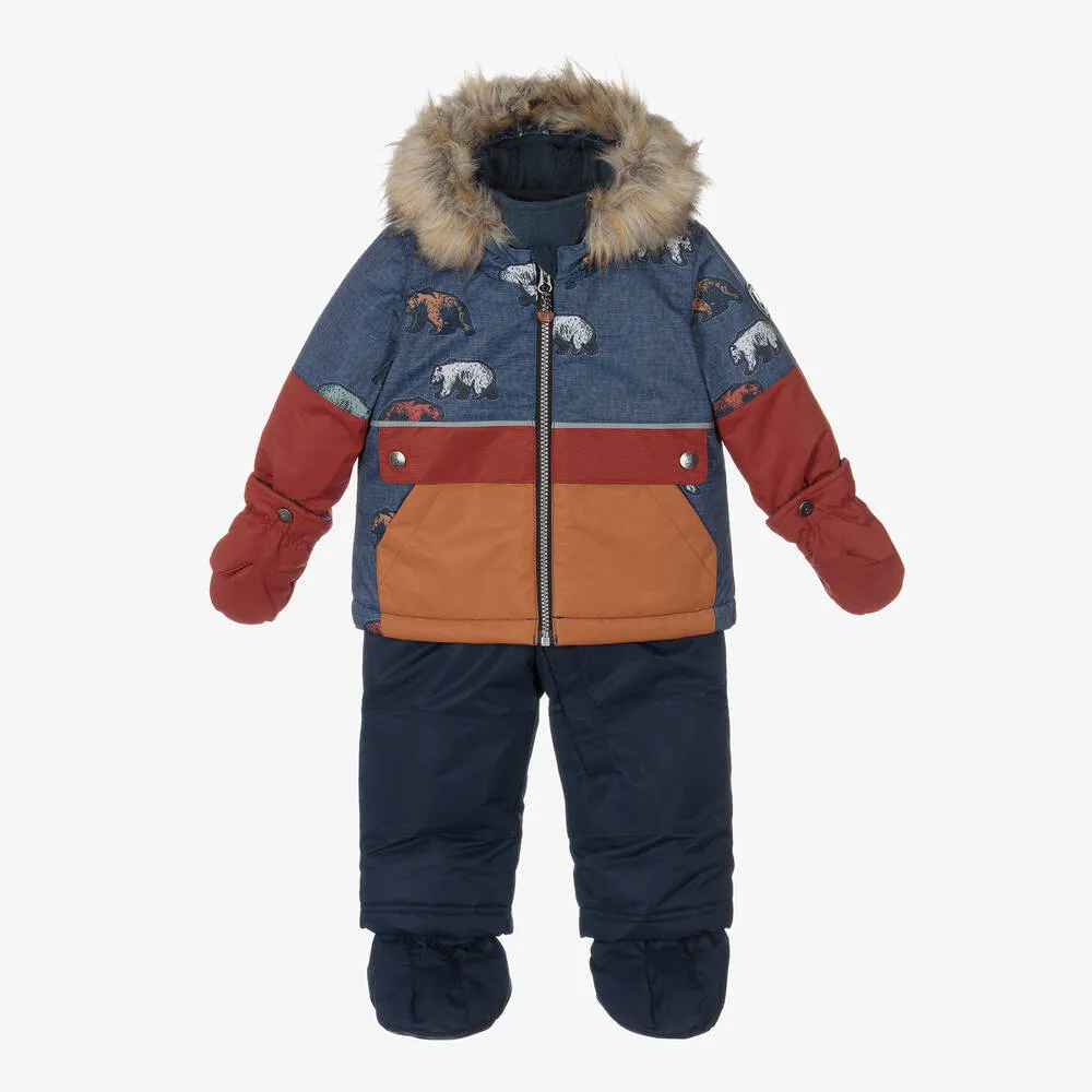 Boys Blue Bear Snowsuit Set