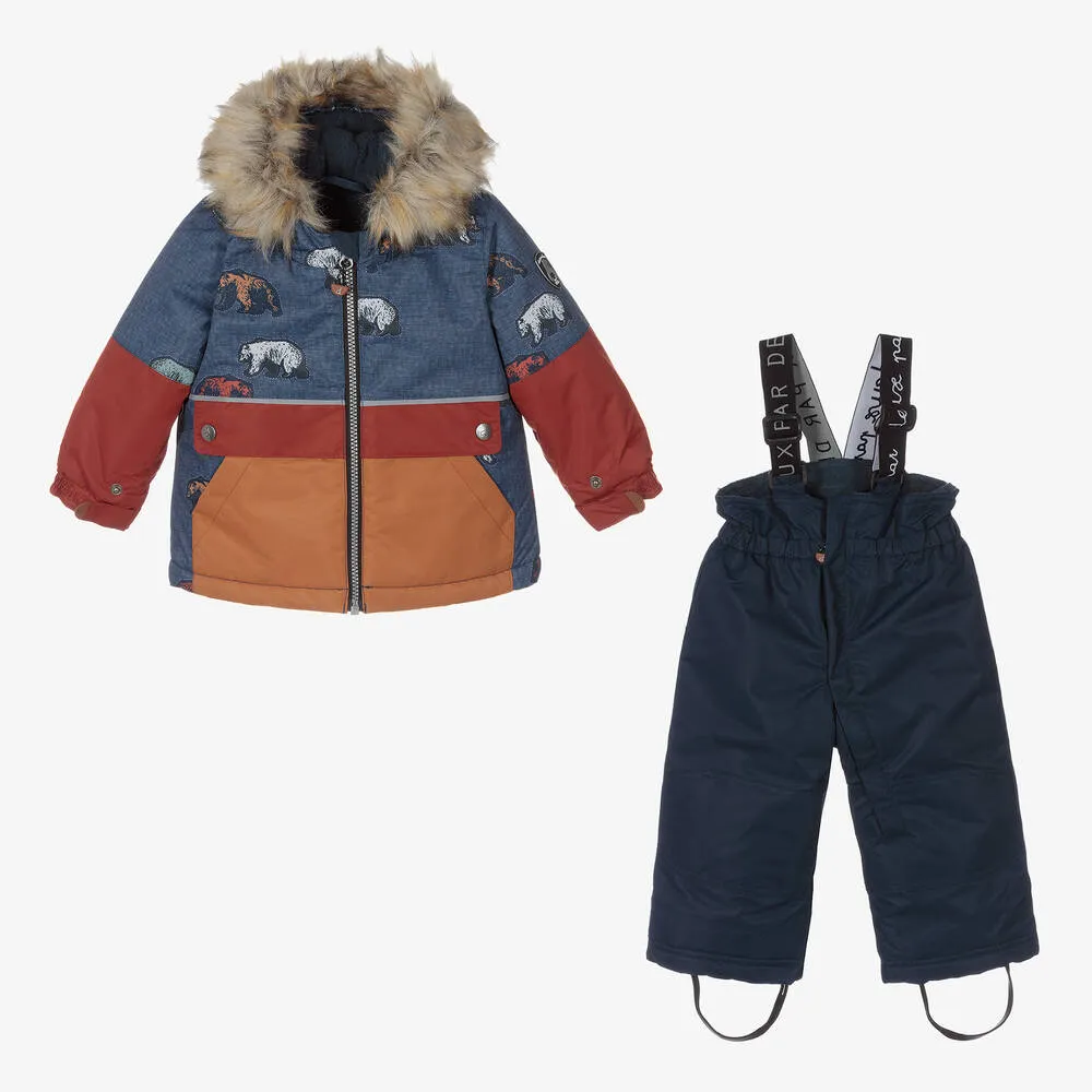 Boys Blue Bear Snowsuit Set