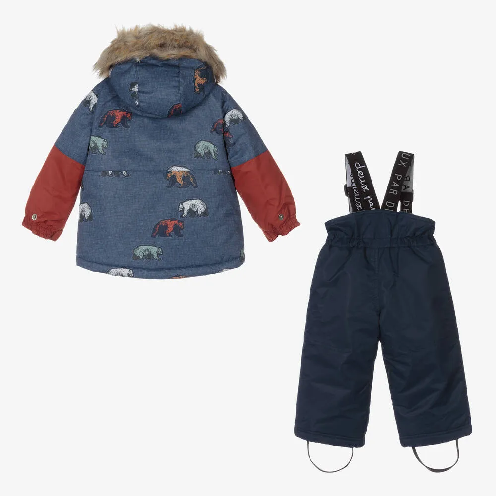 Boys Blue Bear Snowsuit Set