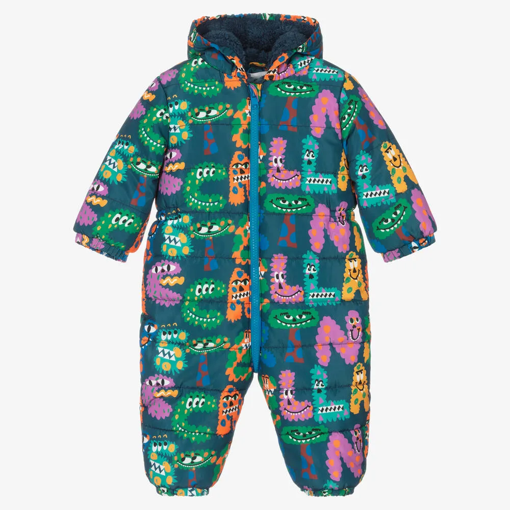 Boys Blue Fleece-Lined Monster Snowsuit