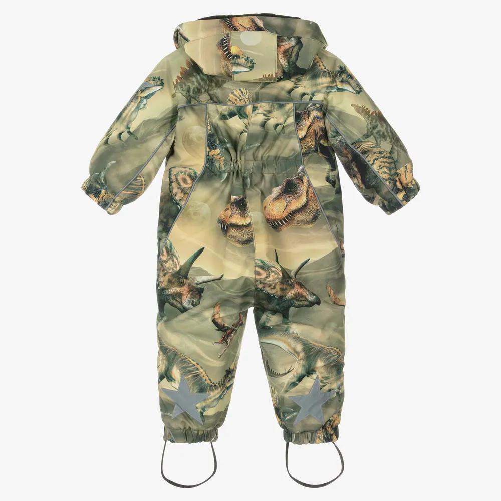 Boys Green Dinosaur Snowsuit